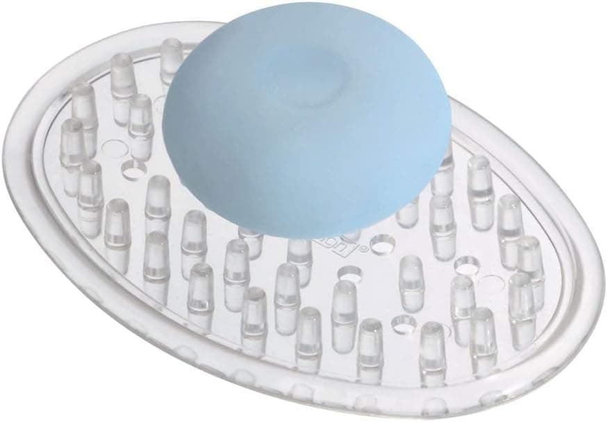 iDesign Plastic Soap Saver, Holder Tray for Bathroom Counter, Shower, Kitchen, 0.75 in. x 3.25 in. x 4.75 in., Clear