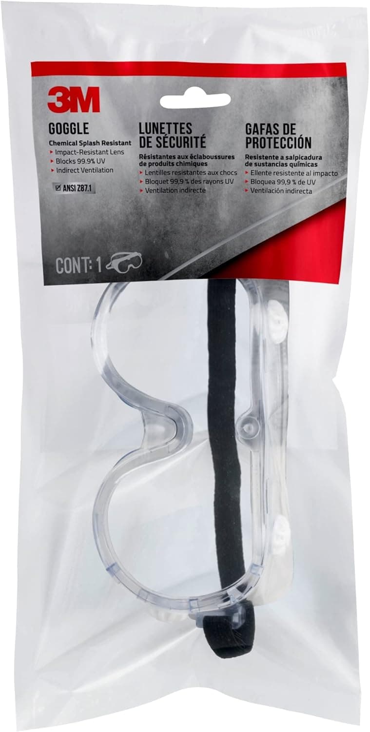 3M 91252-80024 Chemical Splash/Impact Goggle, 1-Pack