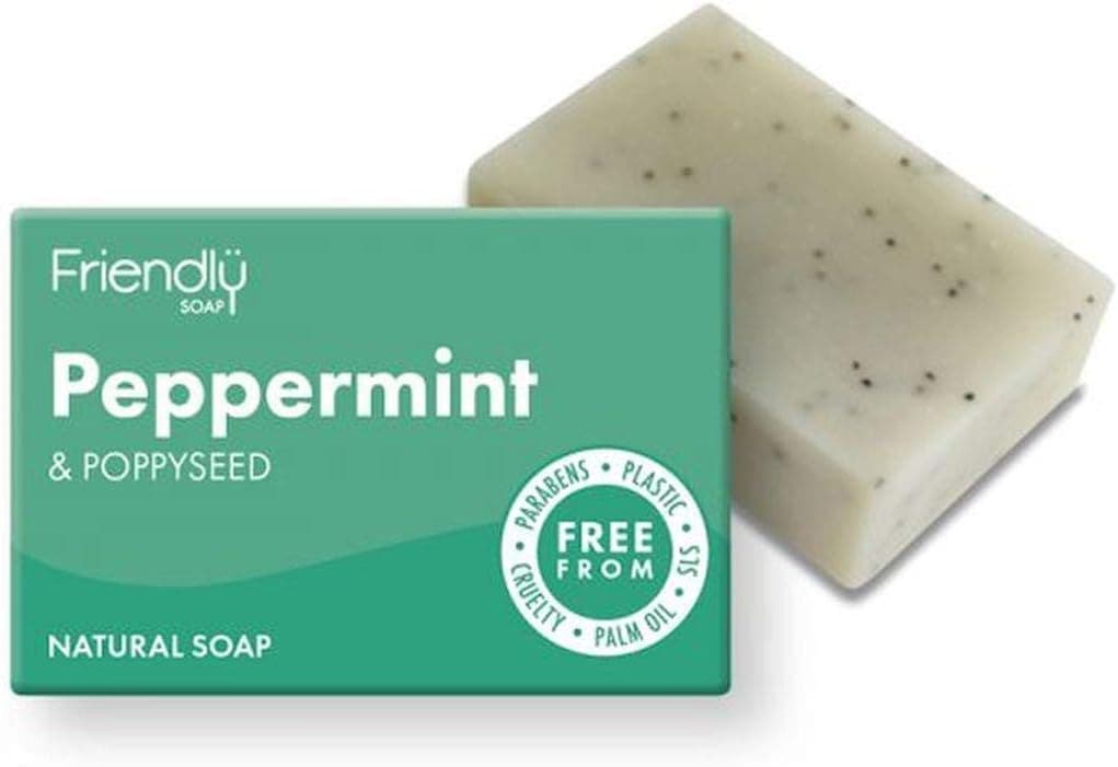 Friendly Soap Natural Handmade Peppermint and Poppy Seed Soap 95g
