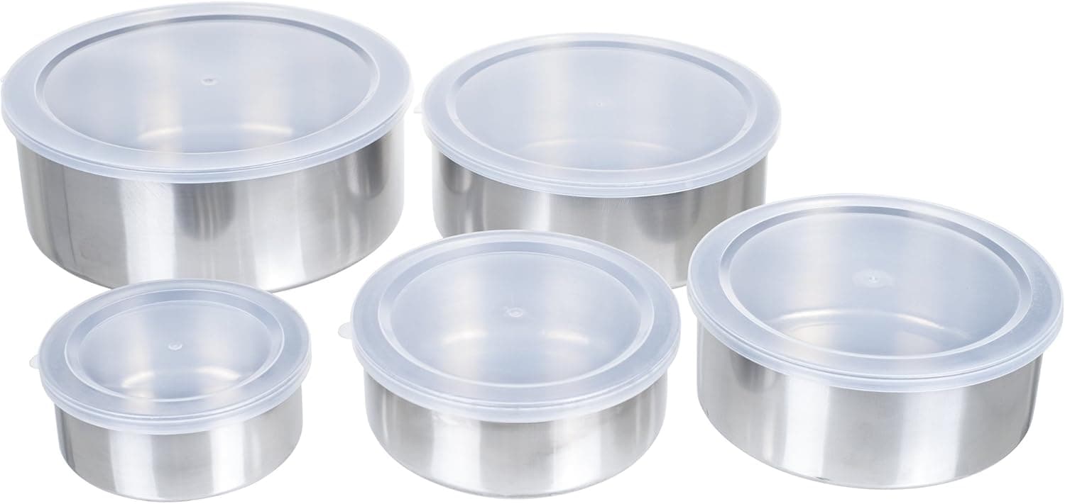 Stainless-Steel Bowls with Lids - 5-Piece Nesting Mixing Bowls Set