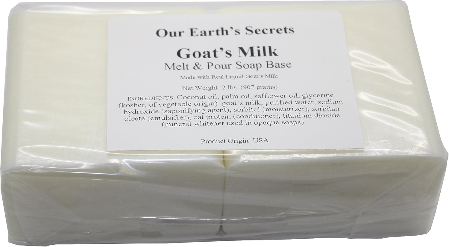 Our Earth's Secrets Goats Milk 2 Lbs Melt and Pour Soap Base