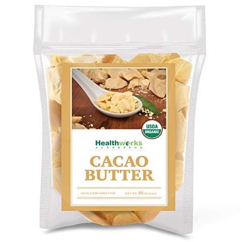 Healthworks Superfoods Organic Cacao Butter 1 lb Raw Unrefined Keto Non-GMO | Organic, Raw, Unrefined, Food Grade, Keto, Non-GMO, Vegan, For Baking, For Chocolate Making, For Skin Care, Fat Bomb