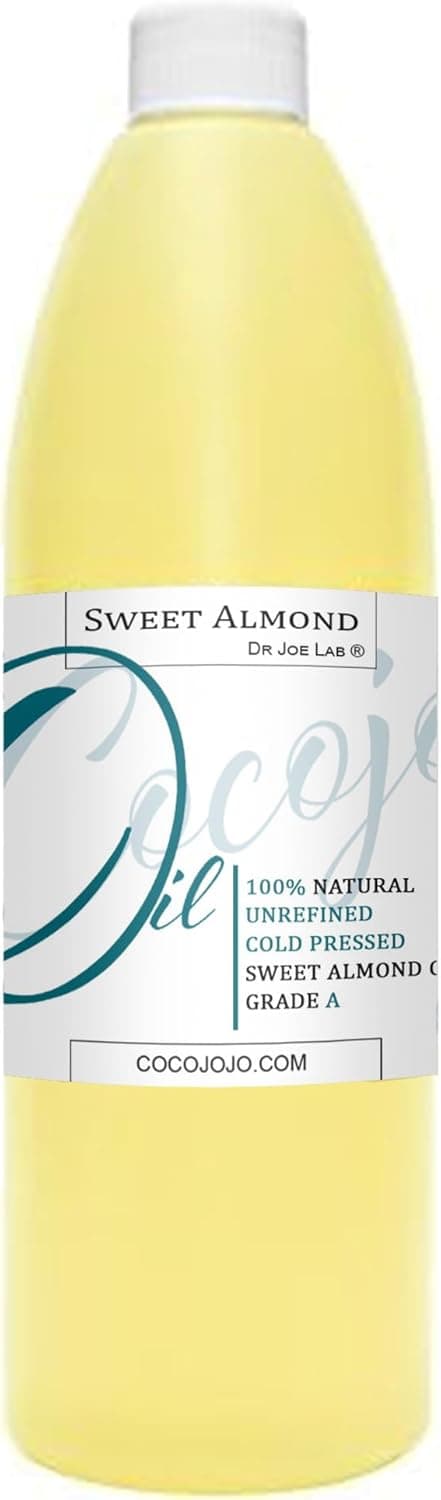Sweet Almond Oil 16 oz Pure Unrefined Cold Pressed Non-GMO Vegan Bulk Carrier