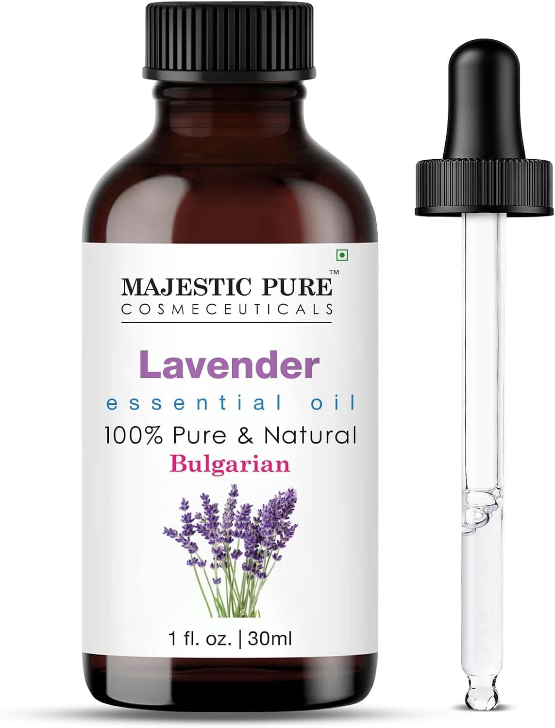 Majestic Pure Lavender Essential Oil with Glass Dropper, 100% Pure, for Soap & Candle Making, 1 Fl Oz