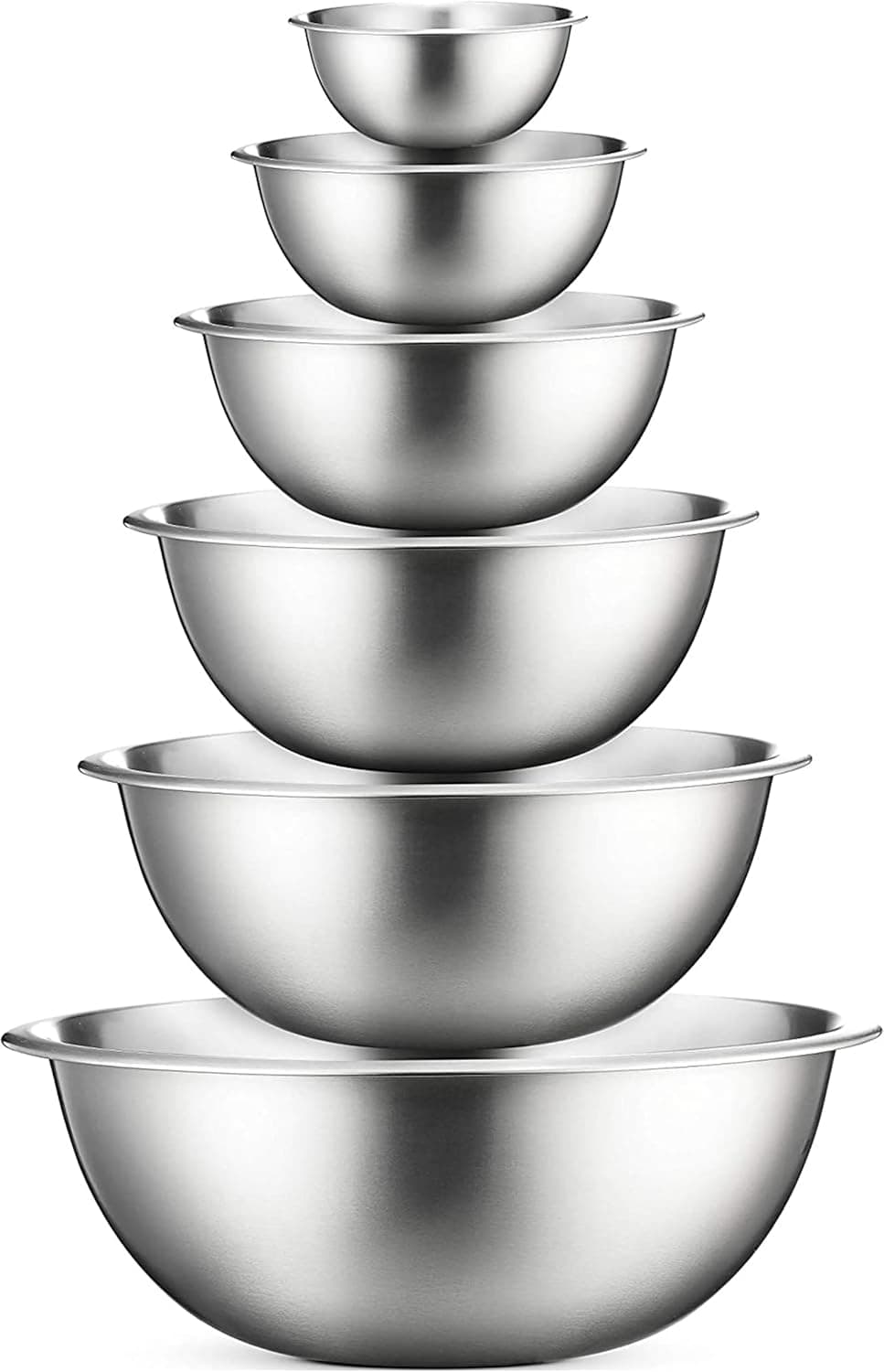 FineDine Stainless Steel Mixing Bowls Set, 6 Piece Metal Mixing Bowls
