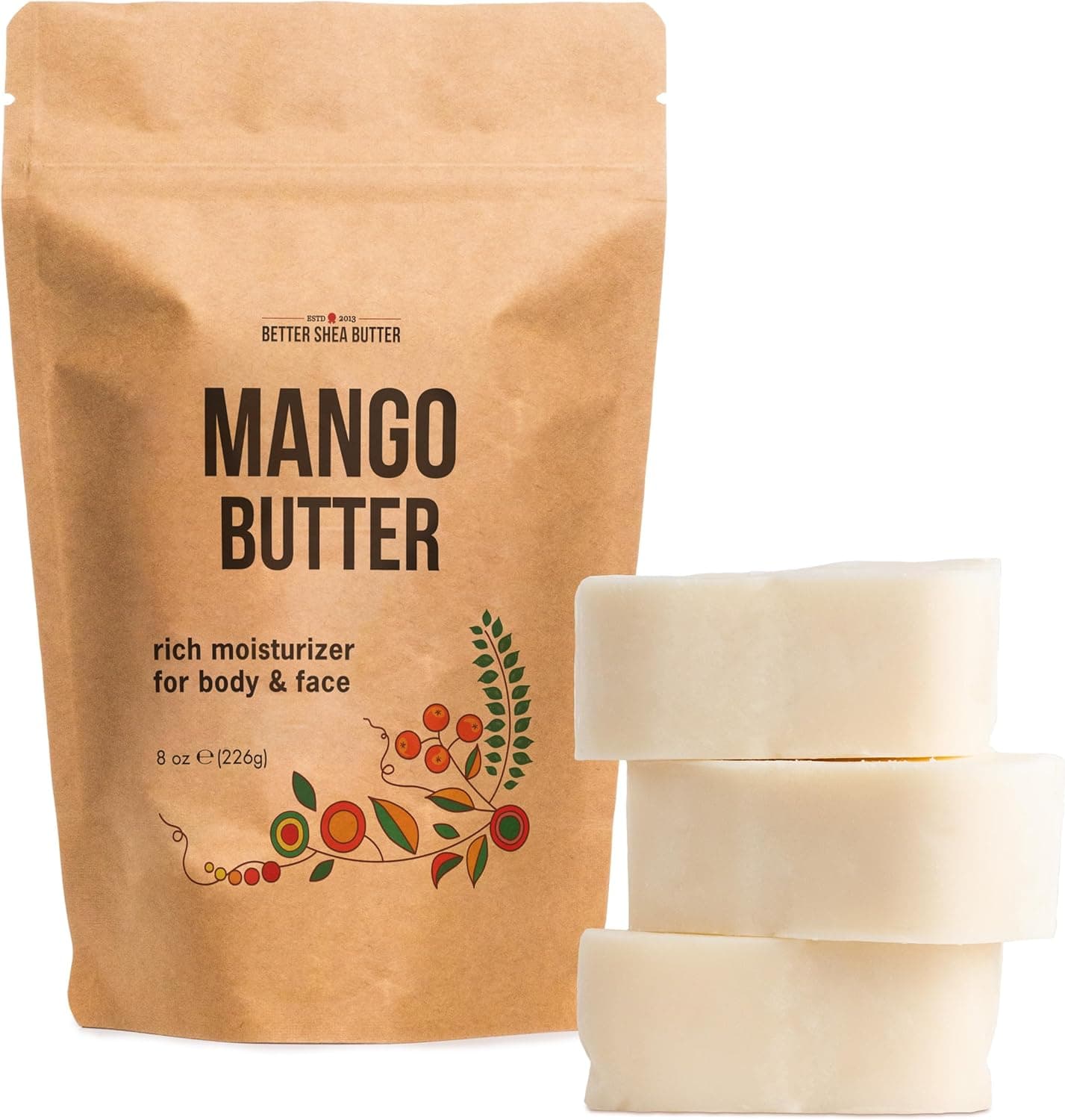 Raw Mango Butter 100% Natural Skin & Hair Moisturizer 8 oz Block