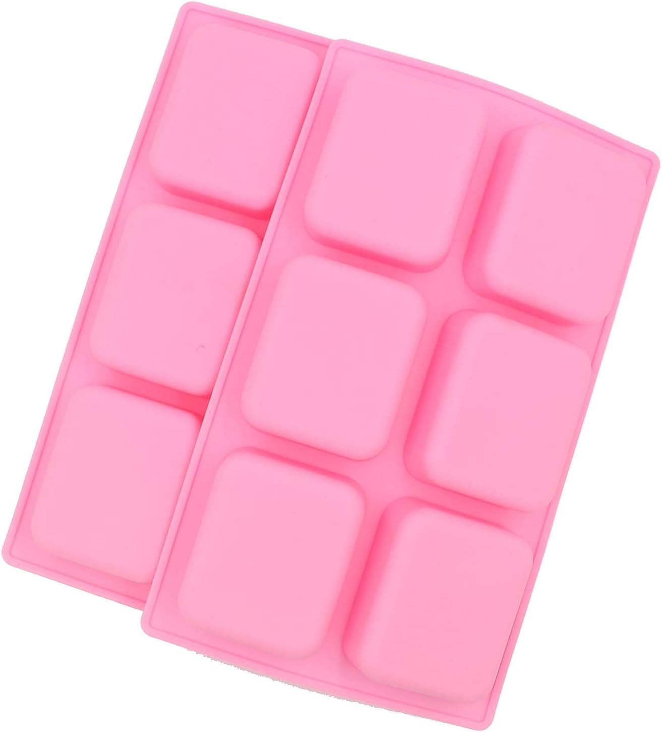 WARMBUY Silicone Soap Molds, Rectangle Shape with Round Corner, 2 Pack