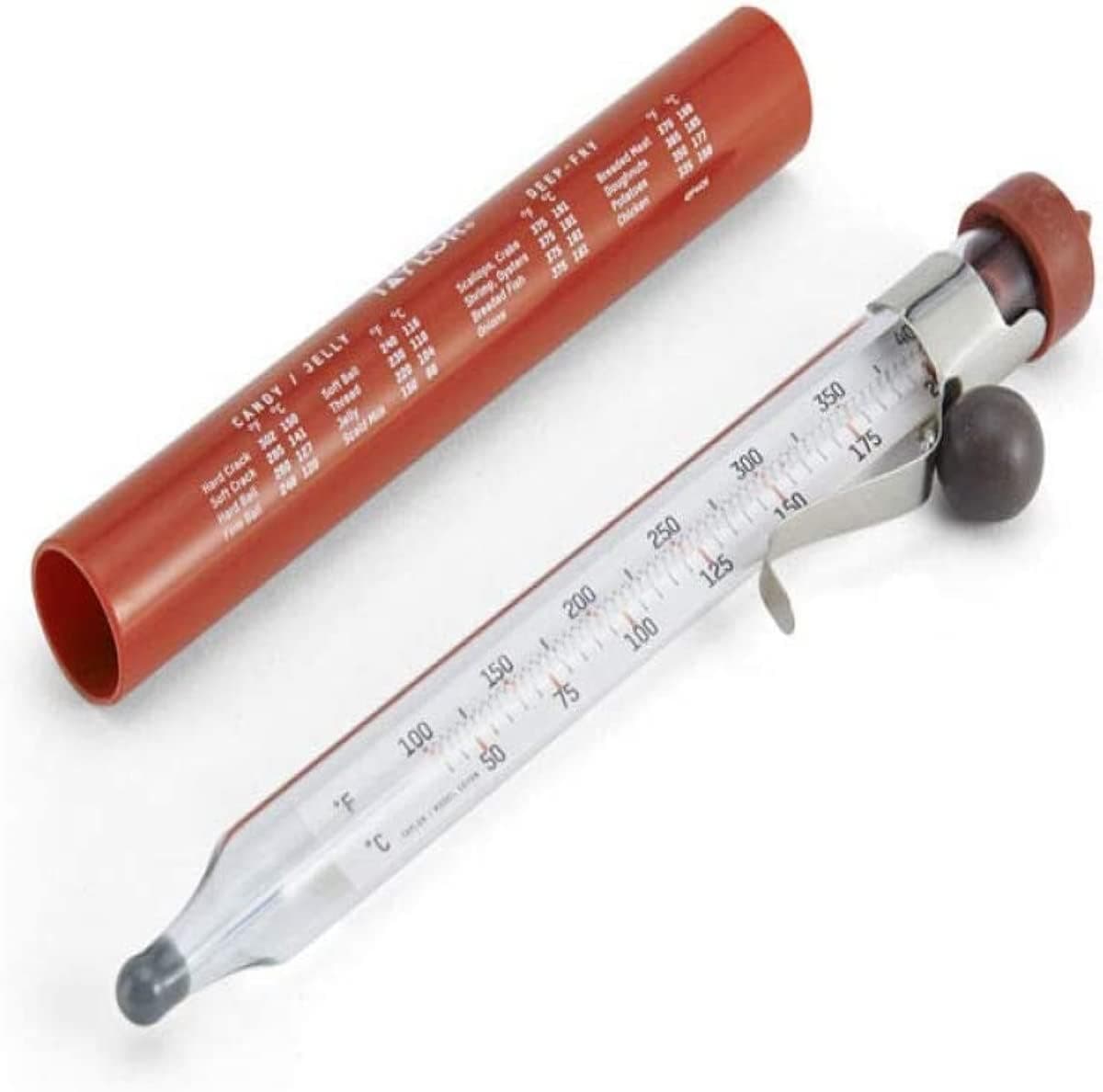 Virginia Candle Supply Thermometer for Candle/Soap Making, 8'' Glass Tube with Adjustable Clip