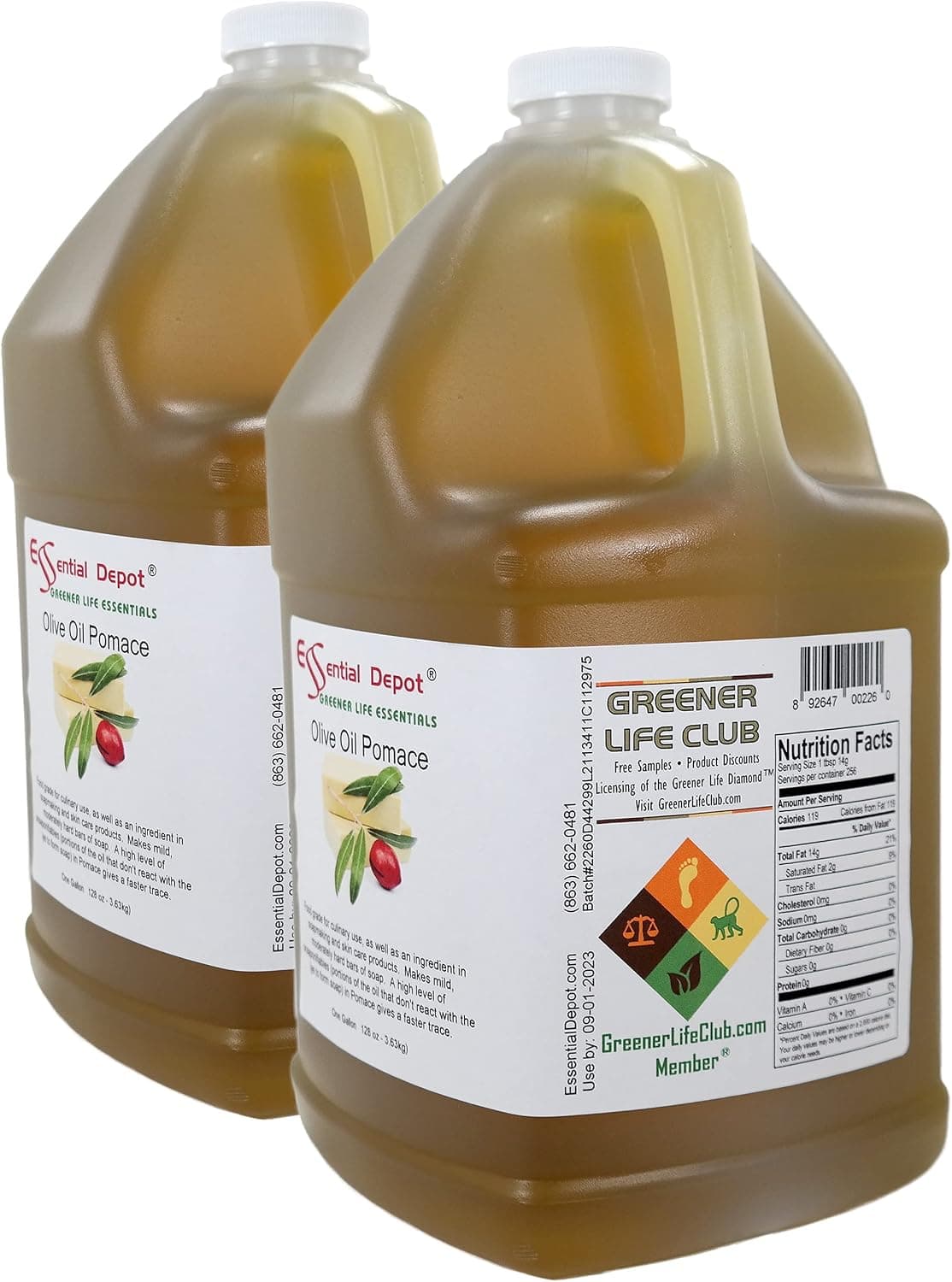 Essential Depot Olive Oil - Pomace - Food Grade - 2 Gallons 256 oz