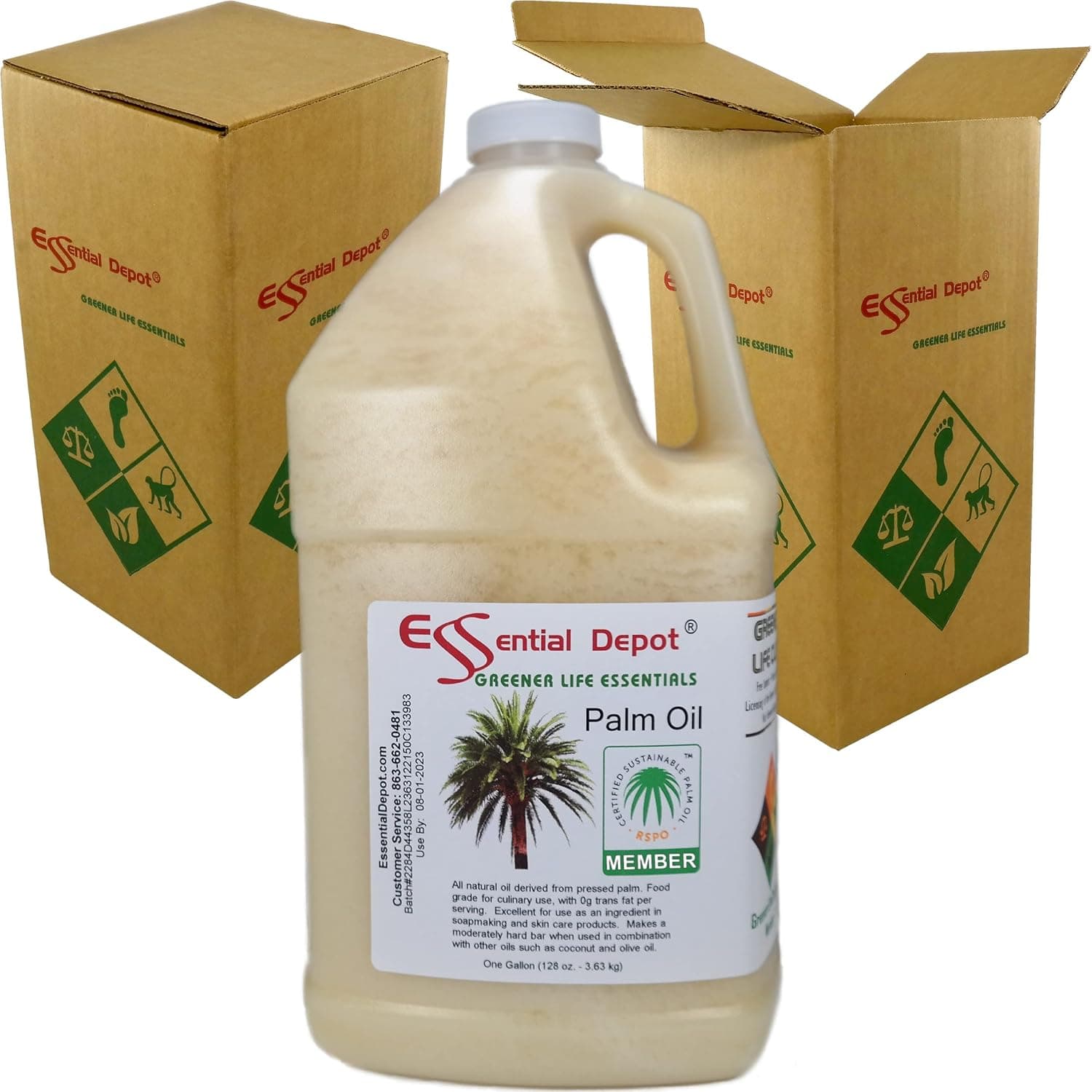 Essential Depot Palm Oil RSPO Certified Kosher Not Hydrogenated 1 Gallon