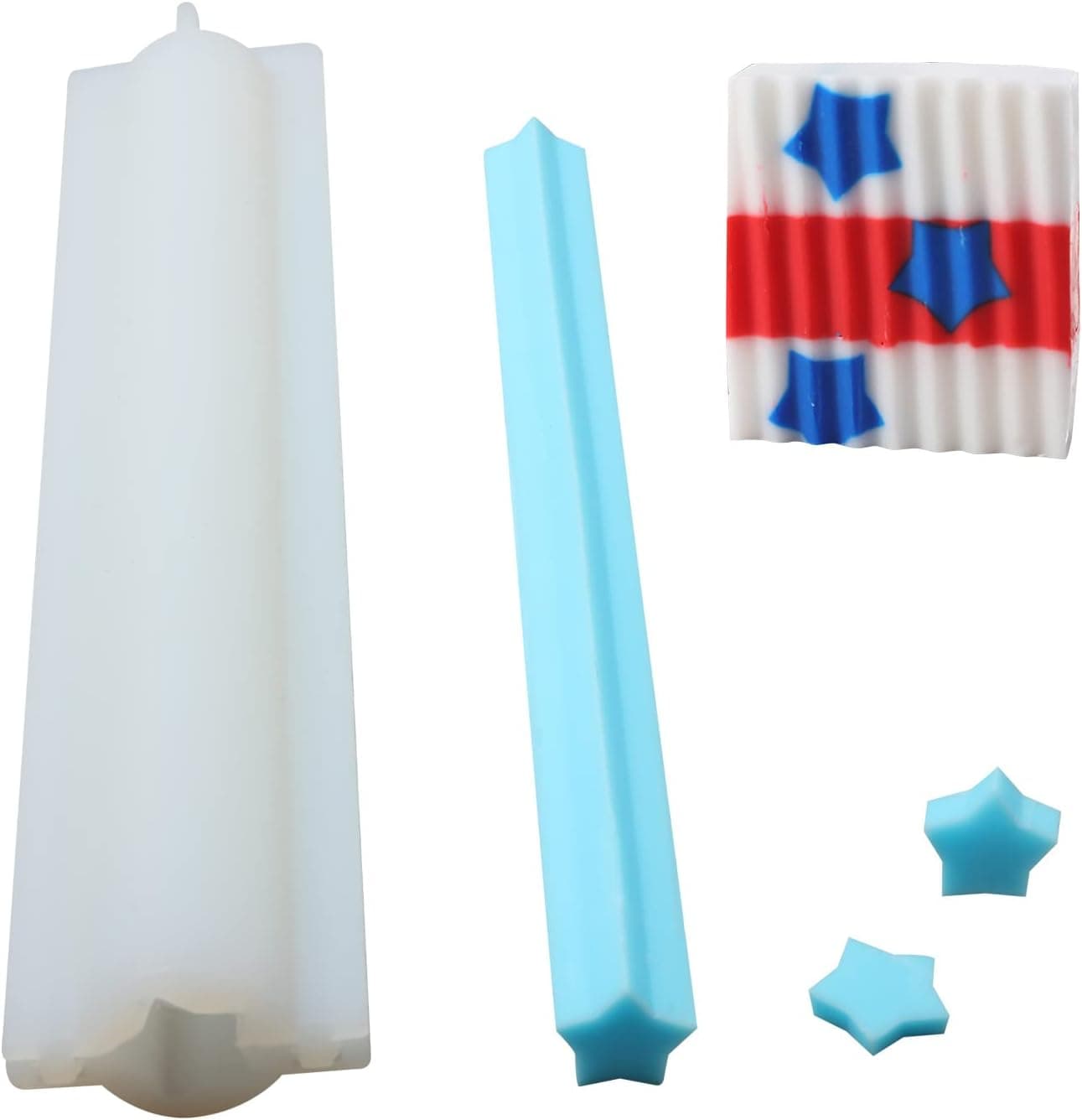 BOOWAN NICOLE Star Silicone Column Embed Molds for Soap Making, Tube Mould for Resin