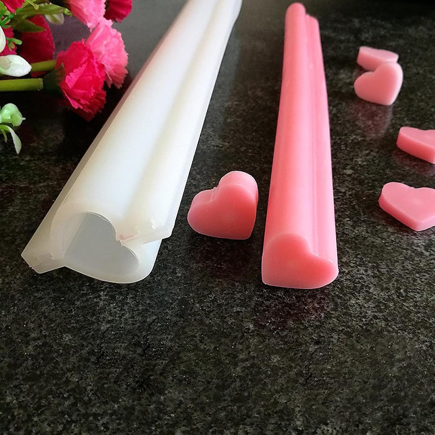 EchoDone Heart Tube Column Silicone Soap Mold Embed Soap Making Supplies Tool Heart Shape