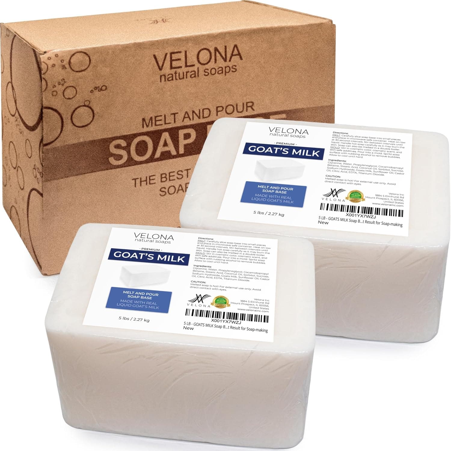 velona 10 LB Goats Milk Soap Base, SLS/SLES Free, Melt and Pour