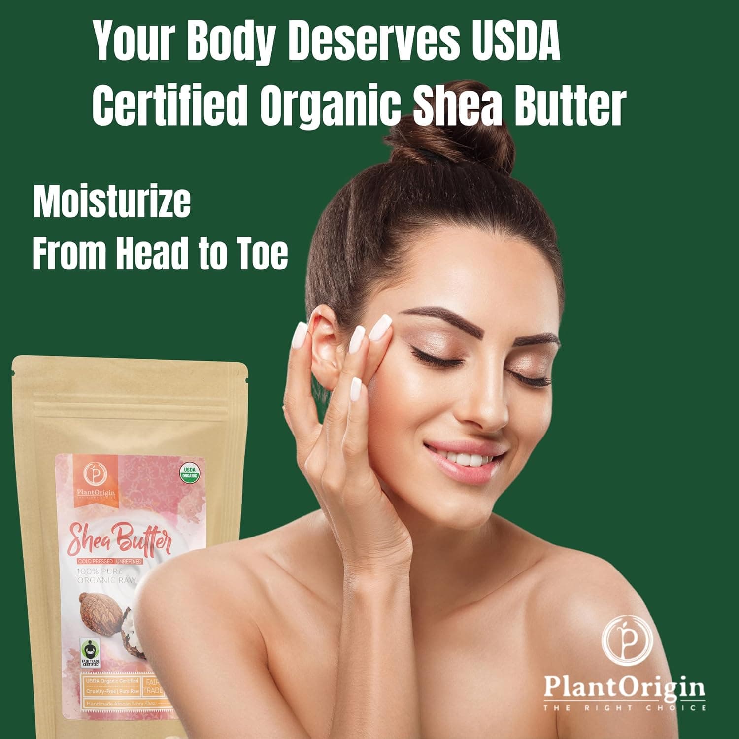 PLANTORIGIN Shea Butter 1 lb - Raw USDA Certified Organic African Unrefined Soap Making Base