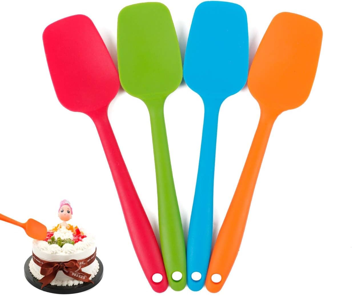 Delidge Food Grade Silicone Spatula Set, 4 piece Spoonula Non-stick (8.56 inch)