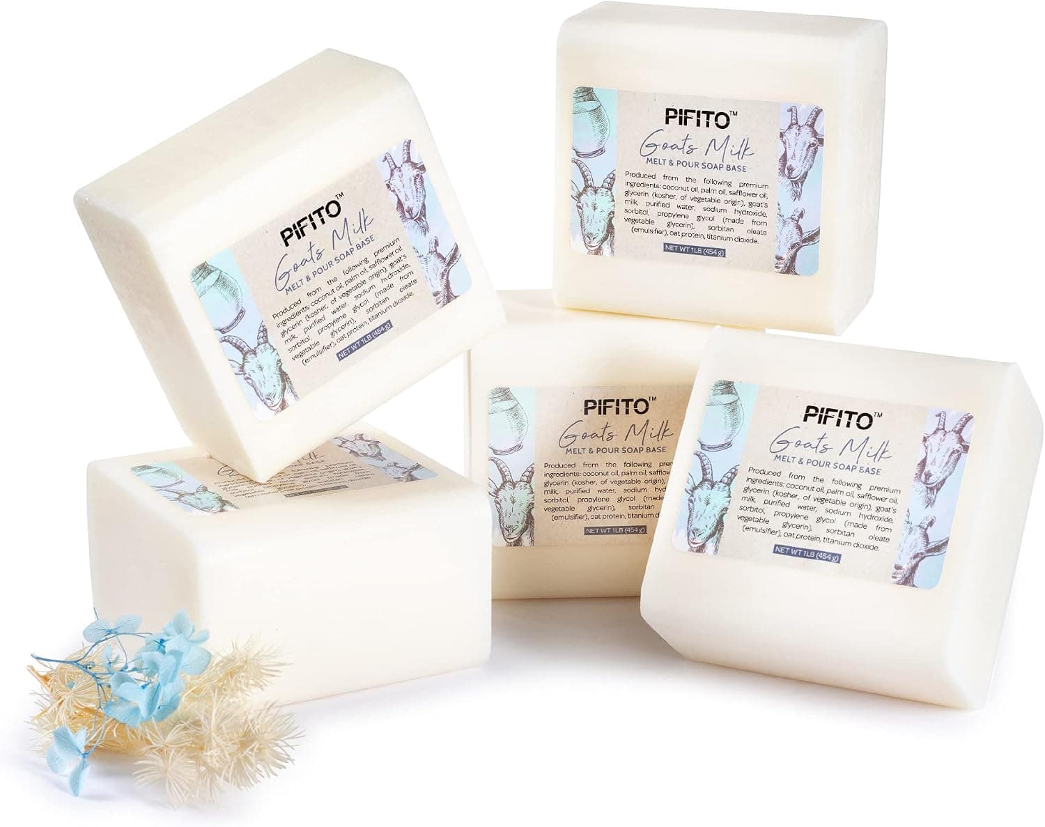 Pifito Goats Milk Melt and Pour Soap Base, 5 lb, 100% Natural Glycerin