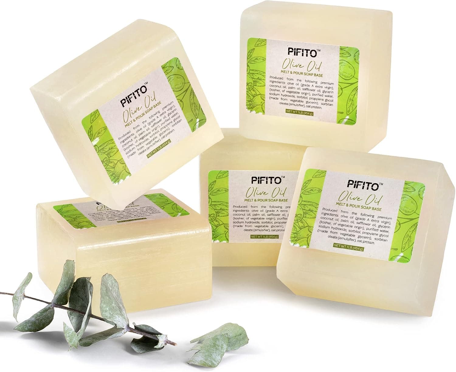 Pifito Olive Oil Melt and Pour Soap Base (5 lb) Premium 100% Natural Glycerin Soap Base
