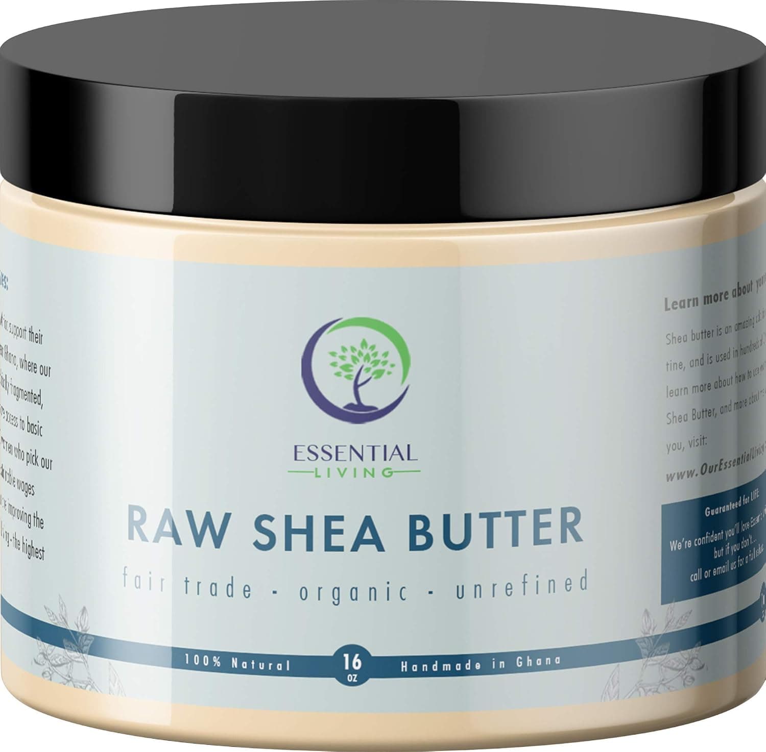Essential Living Unrefined Shea Butter - For Organic Soap Making, 16-oz Jar