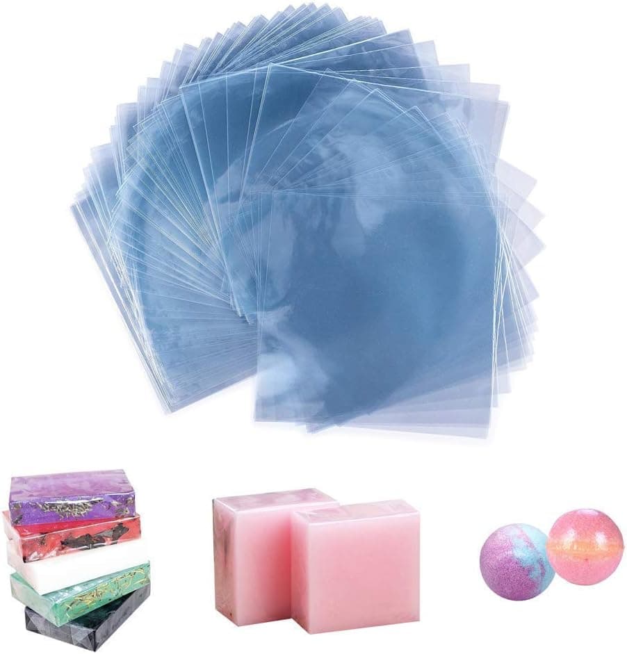 Soap Wrappers Shrinkable 500 PCS 6x6 inch Heat Shrink Wrap Bags Soap Wrapping Supplies for DIY Bath Bombs, Homemade Gift Soaps