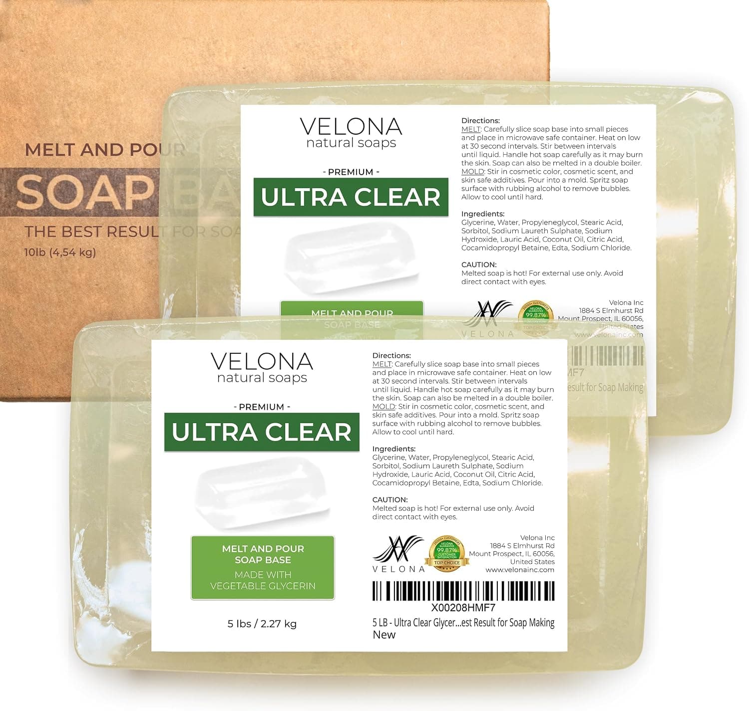 velona 10 LB Ultra Clear Glycerin Soap Base, Melt and Pour, Transparent