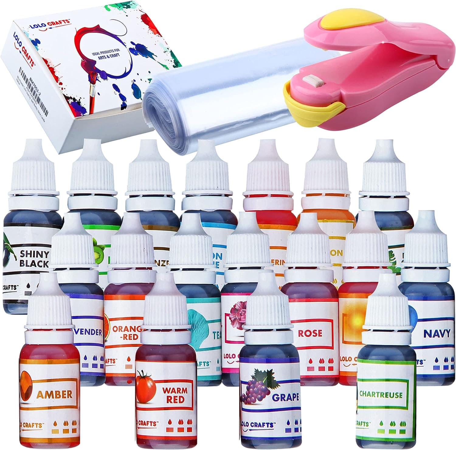 Natural Food Coloring and Soap Dye - Bundle of 18 (10ml) Liquid Bath Bomb Colorant for DIY Making Crafts Supplies