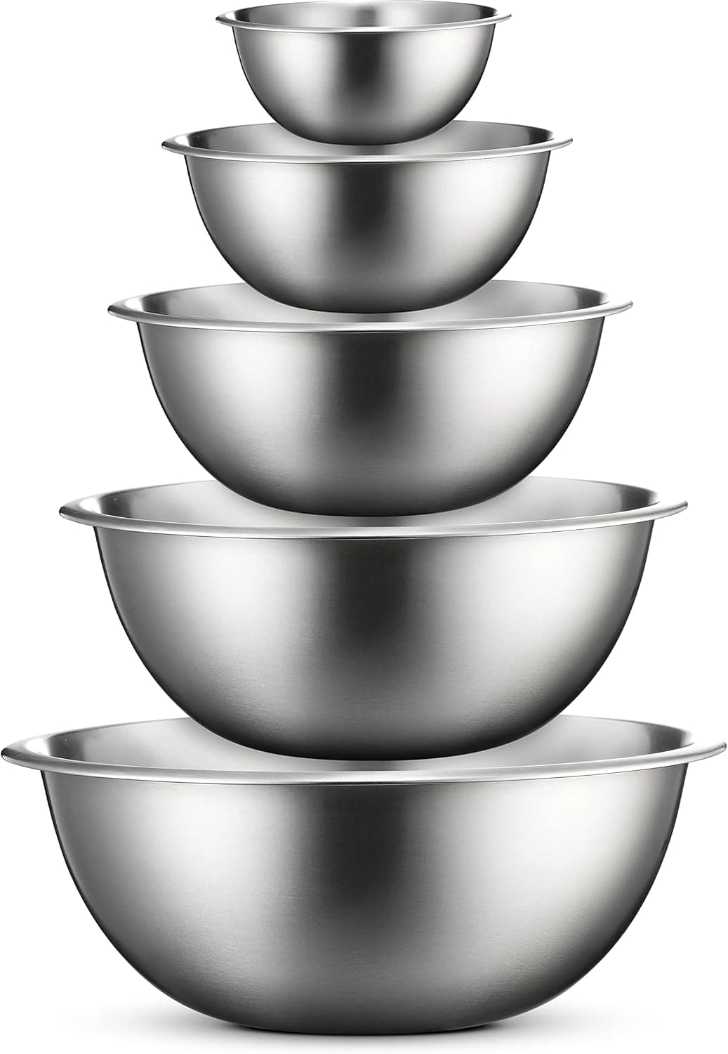 FineDine Stainless Steel Mixing Bowls (Set of 5), Nesting