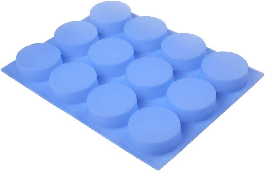 Round Silicone Soap Mold, 12 Cavity 4oz Soap Making Mold, Flexible Easy-Release BPA-Free