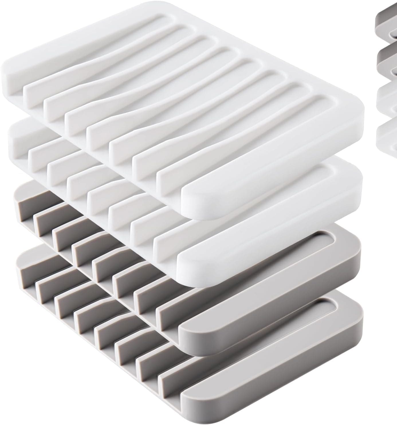 4PCS Self-Draining Silicone Bar Soap Dish and Holders for Shower, Sponge Holder for Sink, Kitchen, Bathroom