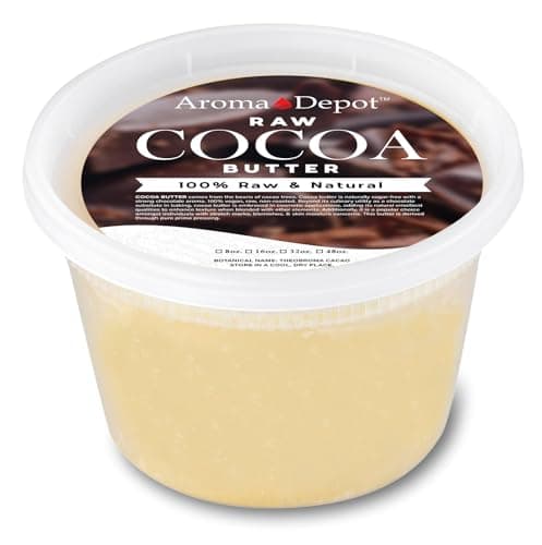 Aroma Depot 1lb / 16 oz Raw Cocoa Butter Unrefined 100% Natural Pure Great for Skin, Body, Hair Care. DYI Body Butter, Lotions, Creams Reduces Fine Lines, Wrinkles, used for eczema psoriasis