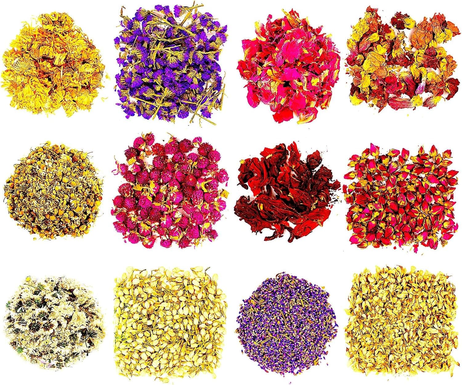 Dried Herbs and Flowers for Soap Making - 12 Mix Pack, Rose Petals Lavender Jasmine and More