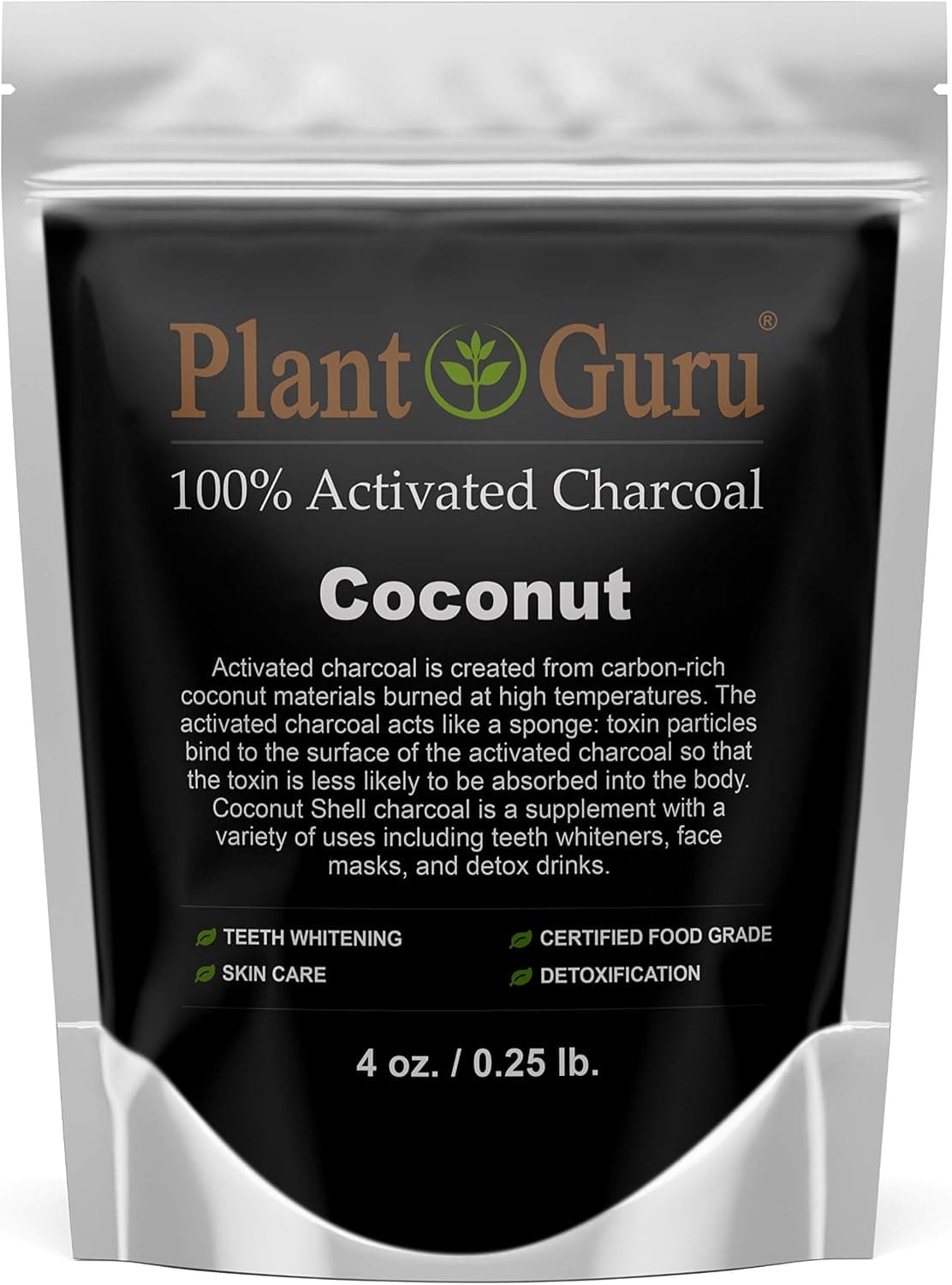 Activated Charcoal Powder 4 oz. Coconut - Food Grade Kosher Non-GMO - Teeth Whitening, Facial Mask and Soap Making