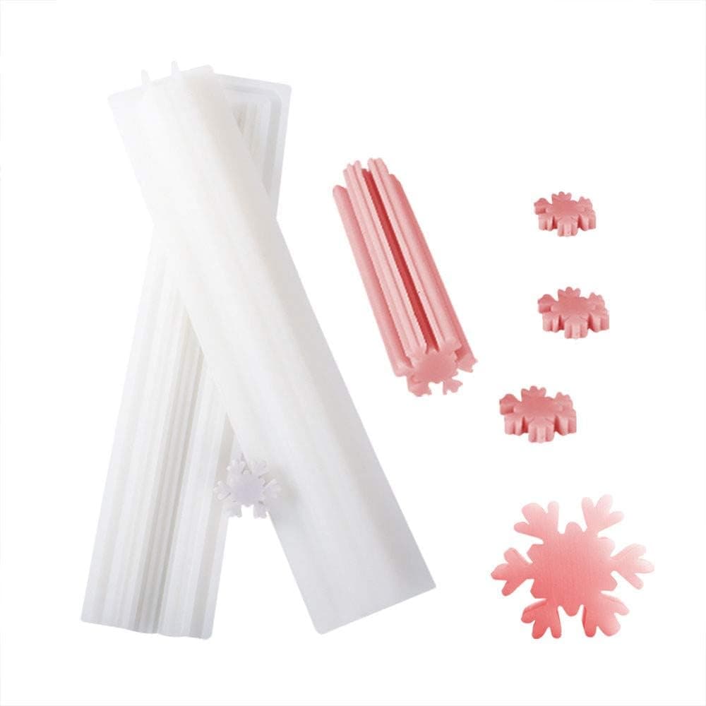 EchoDone Christmas Snowflake Tube Column Silicone Soap Candle Mold Embed