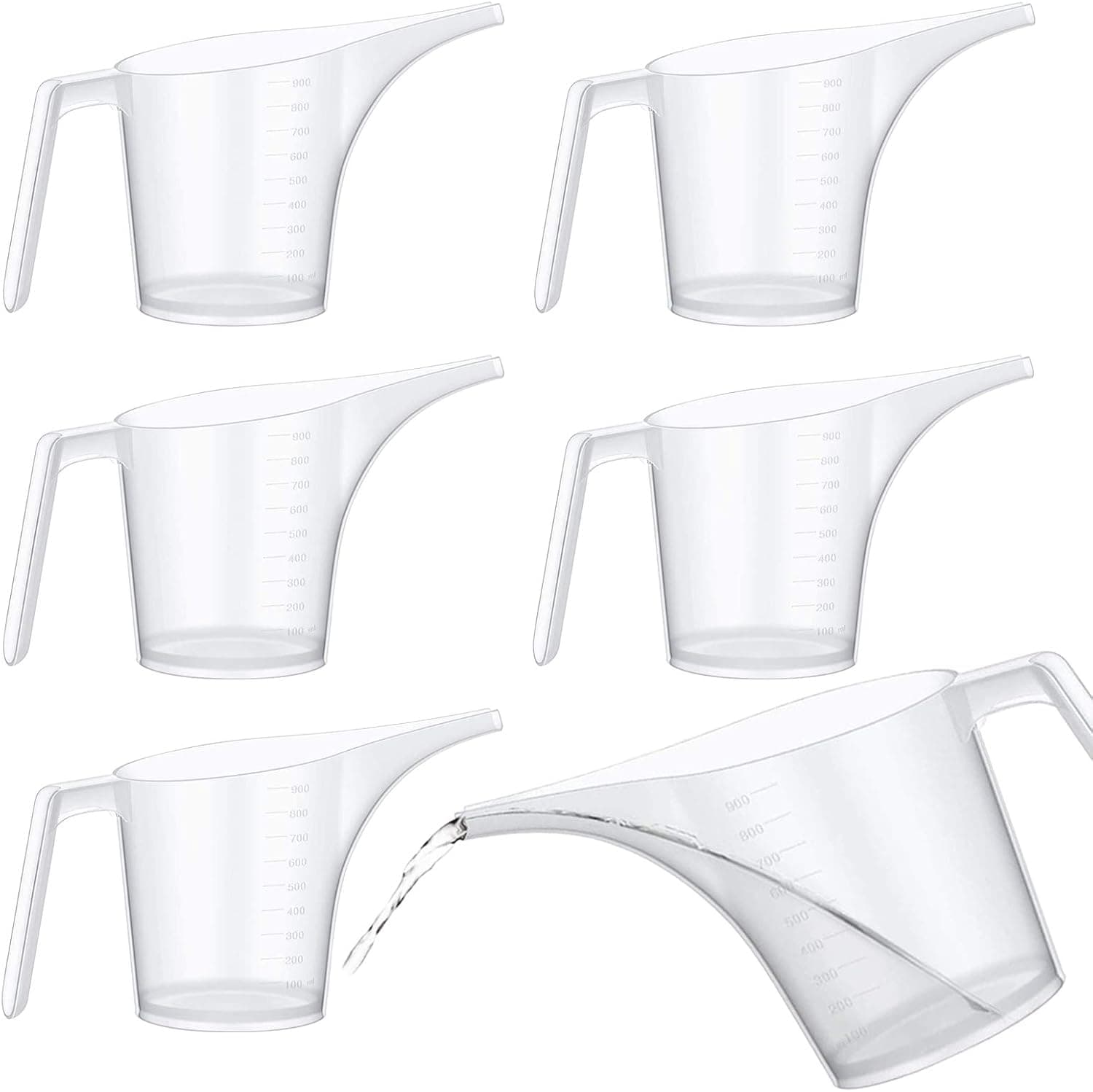 Vankcp 6 Pieces 1000ML/34Oz Funnel Pitcher Liquid Measuring Cup Set for Soap Making