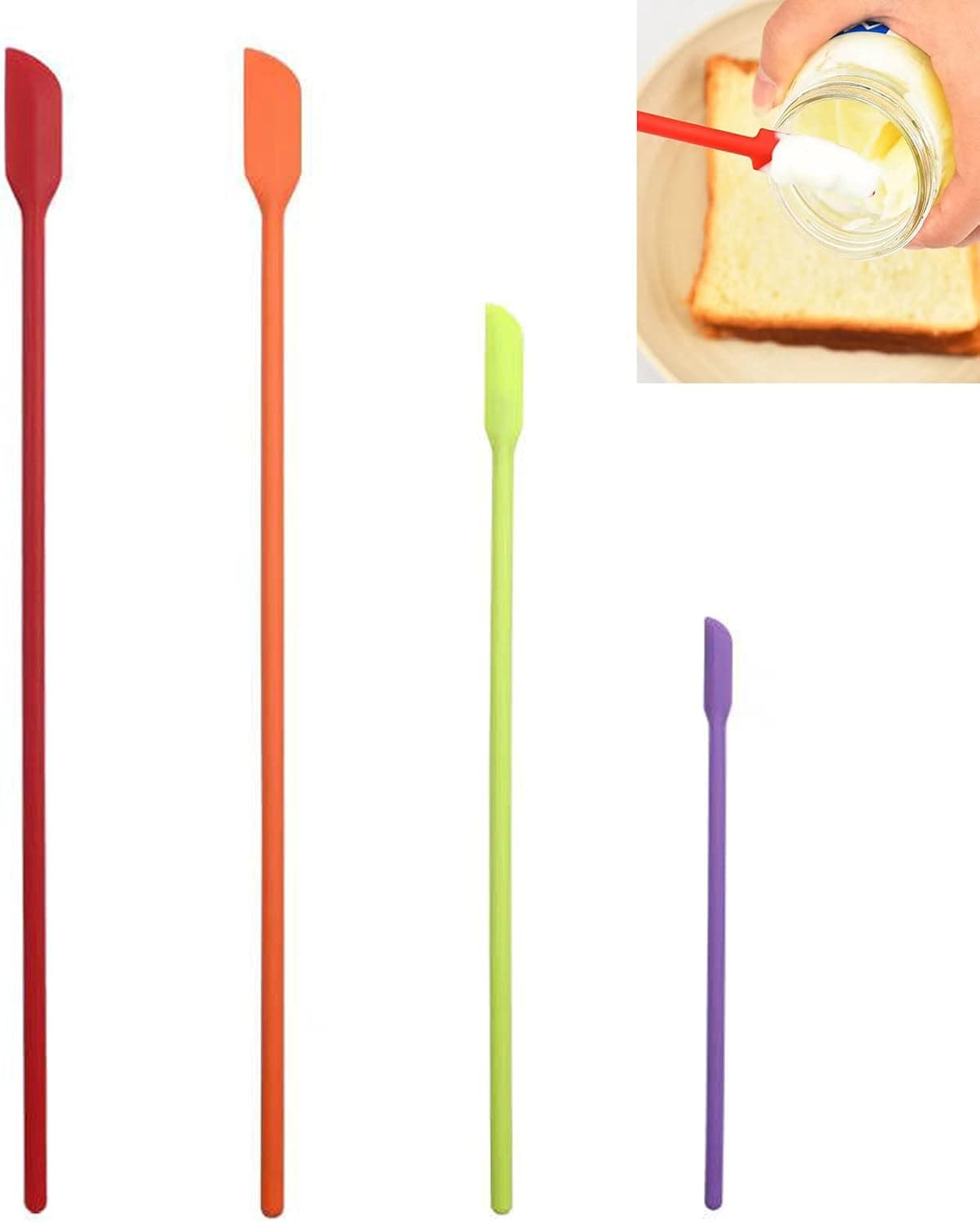 Mini Silicone Spatula Set - Small Rubber Spatula, Jar Scraper (4 PACK)