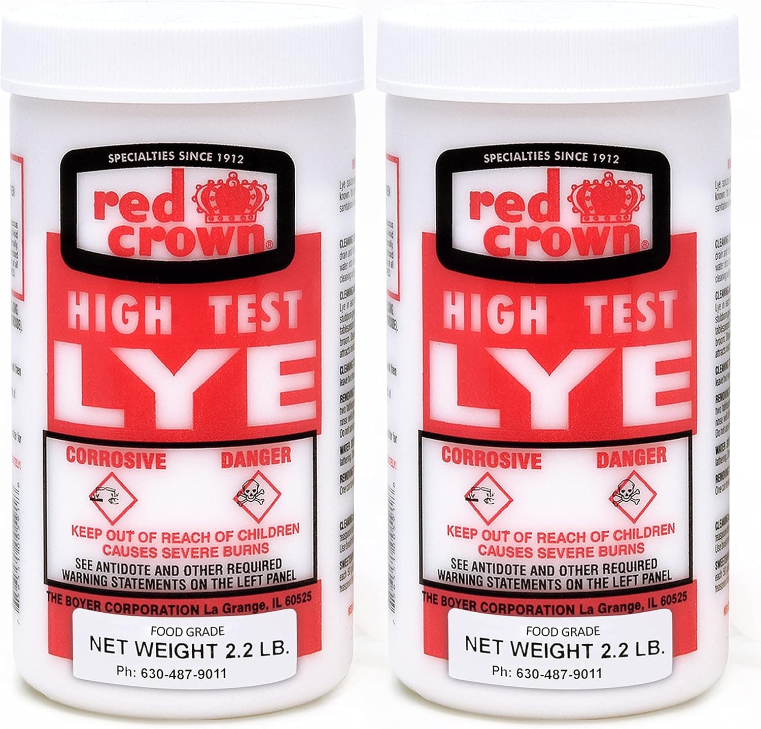 The Boyer Lye for Soap Making, Sodium Hydroxide Food Grade, 2 Pack 2.2 lbs