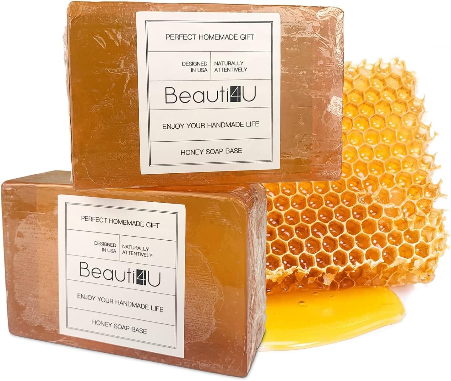 BEAUTI4U 2LB Honey Soap Base - Melt and Pour Soap Making Supplies