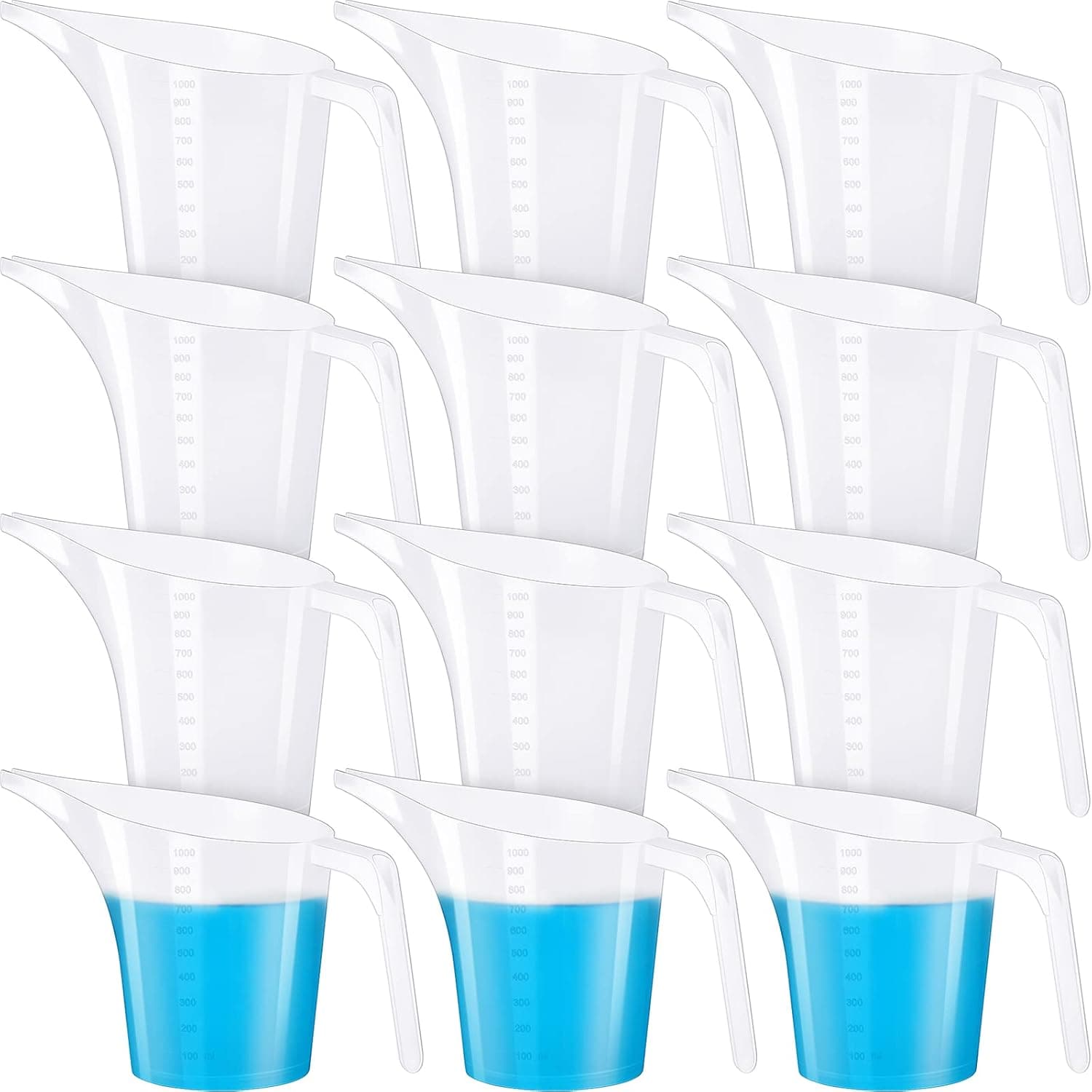 Konohan 12 Pack Measuring Funnel Pitcher 33 oz Soap Mixing Container with Spout