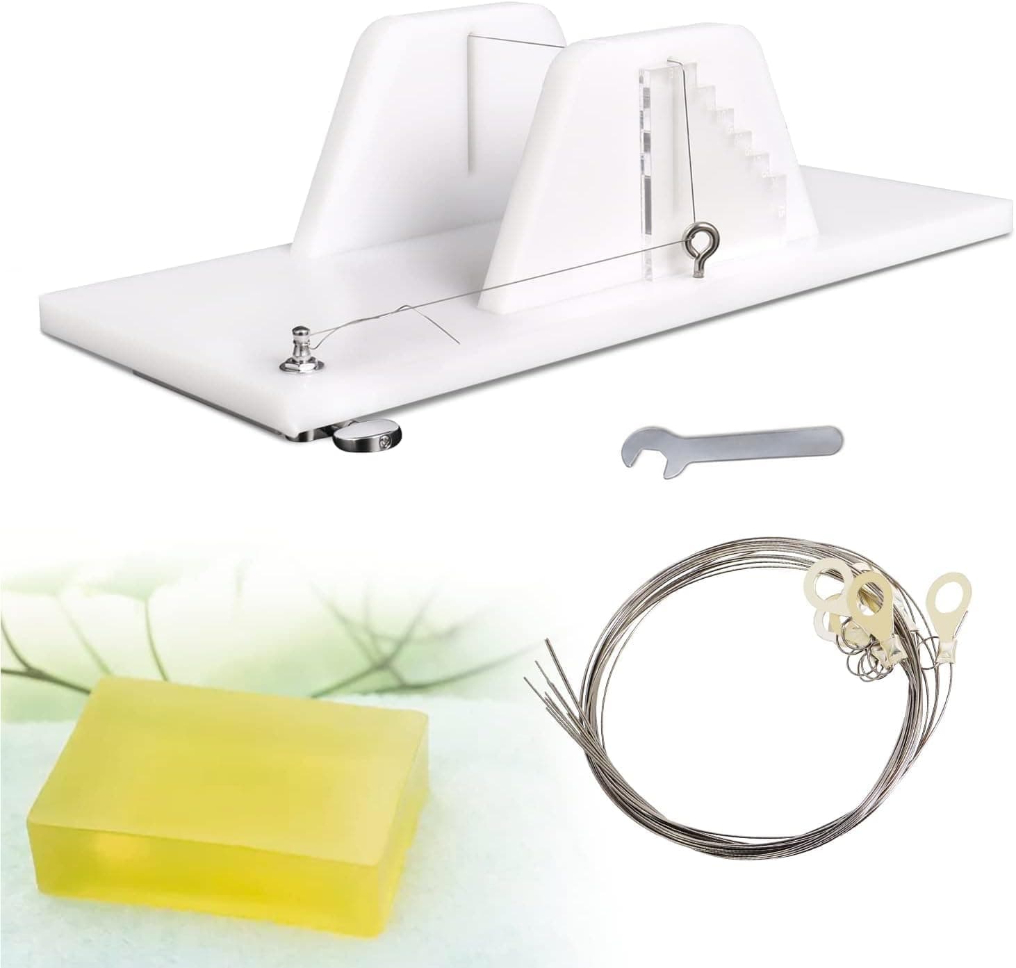 Adjustable Slab Soap Cutter, Acrylic Push Soap Cutter with Single Wire, DIY Handmade Soap Candles Trimming Loaf Cutting Tools