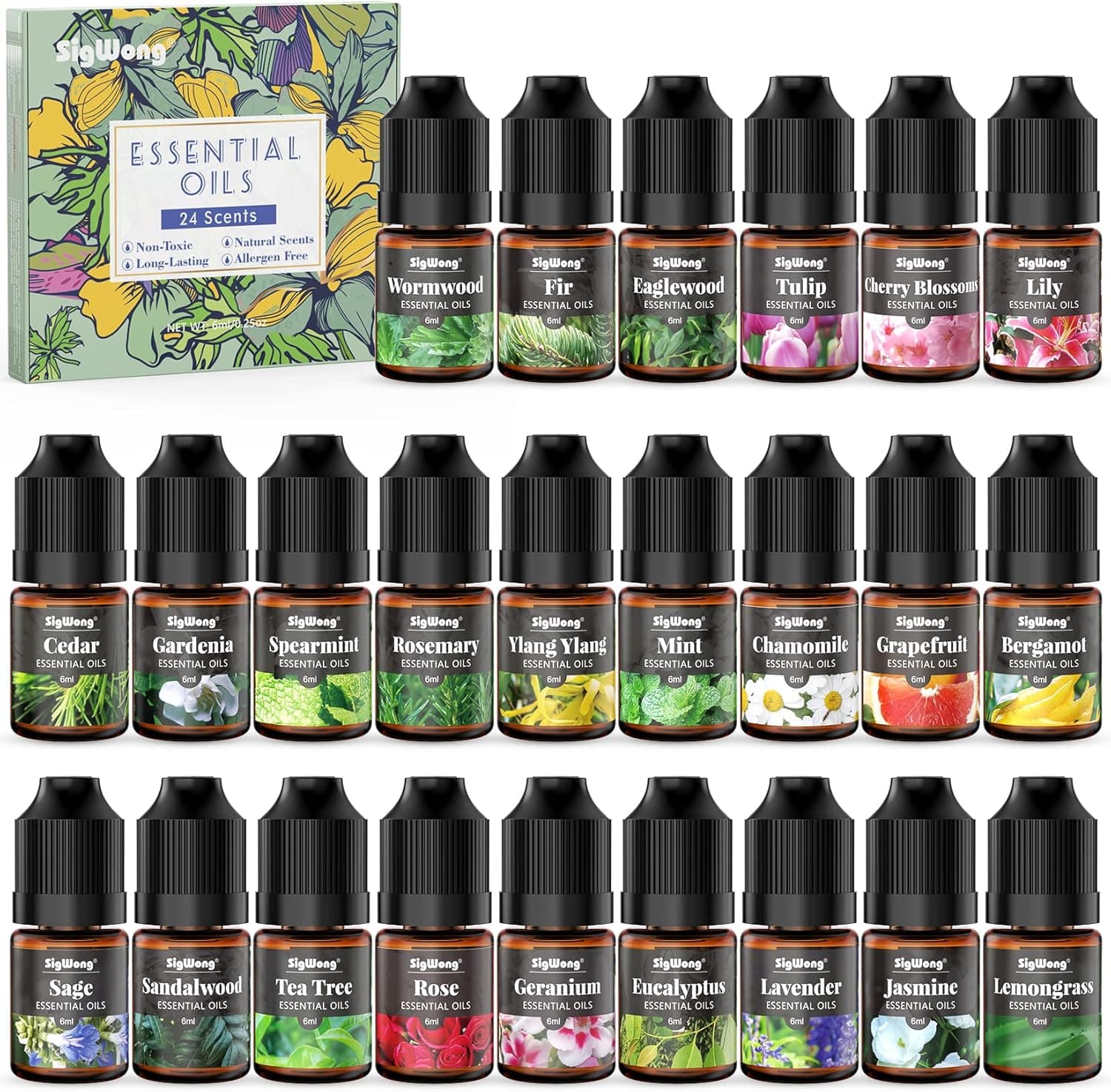 Essential Oils Set, 24 Scents Fragrance Oil for Soap Making, Long Lasting