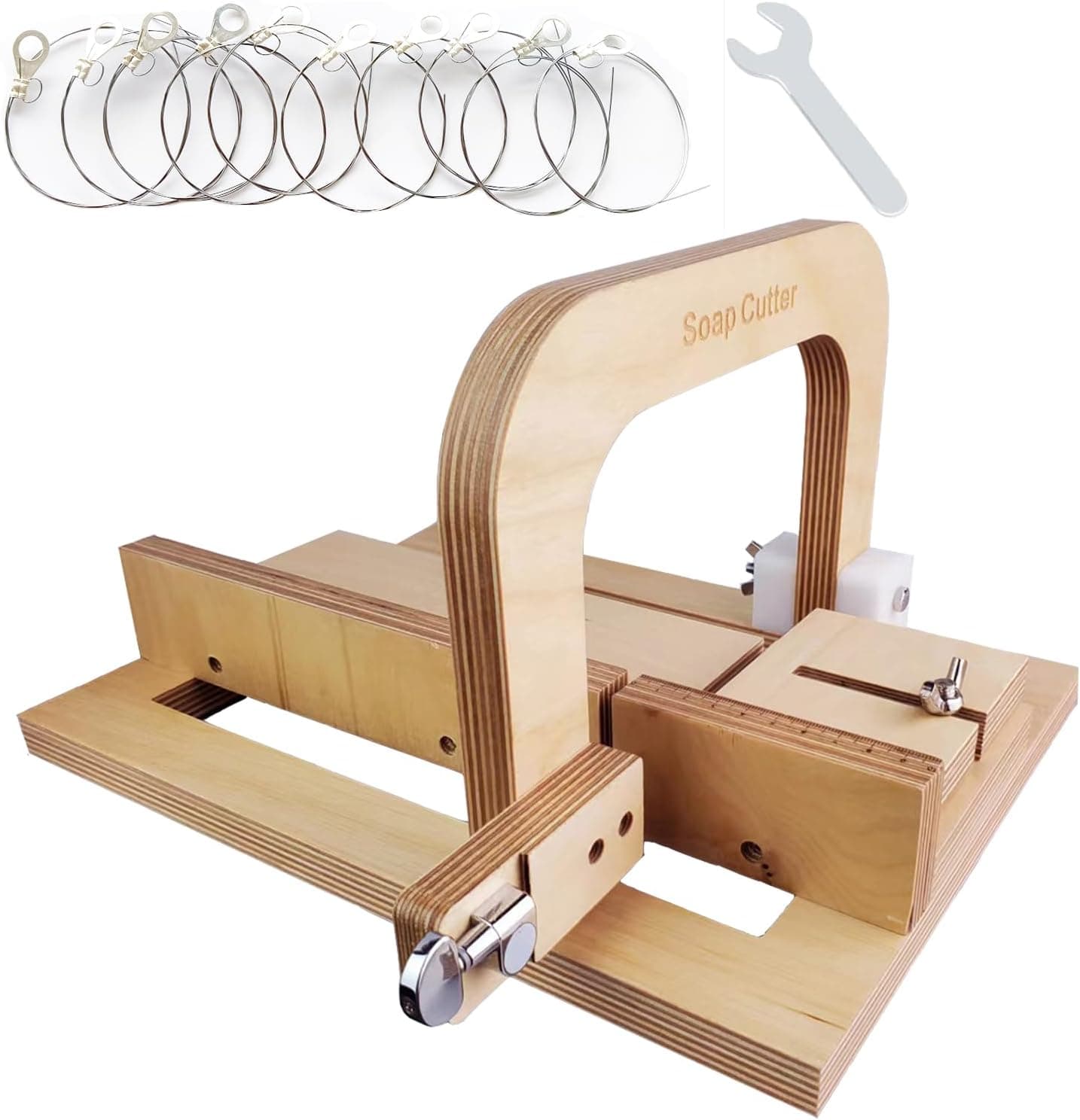 Kelodo Wooden Soap Cutter for Handmade Soap Making Professional, Slicer with Adjustable Cutting Wire & Scale