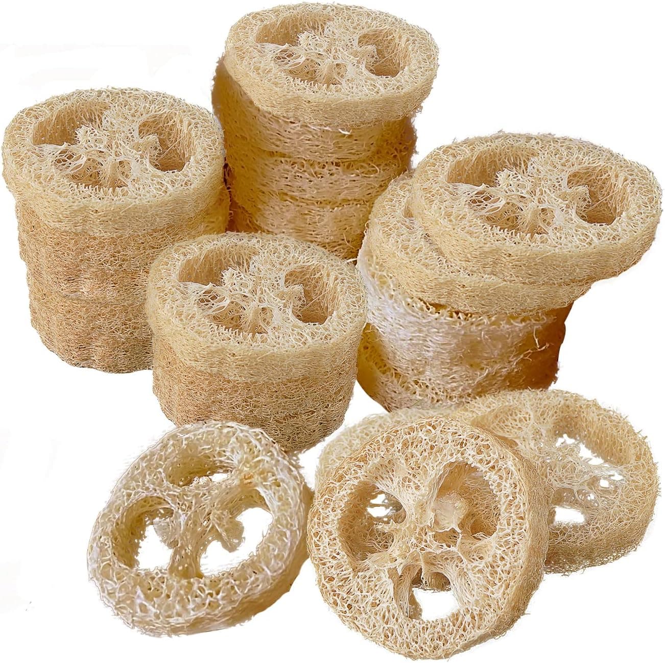 FRTIM Natural Loofah Sponge for Soap Making, 20 Pack Organic Loofah Slices Cuts Set