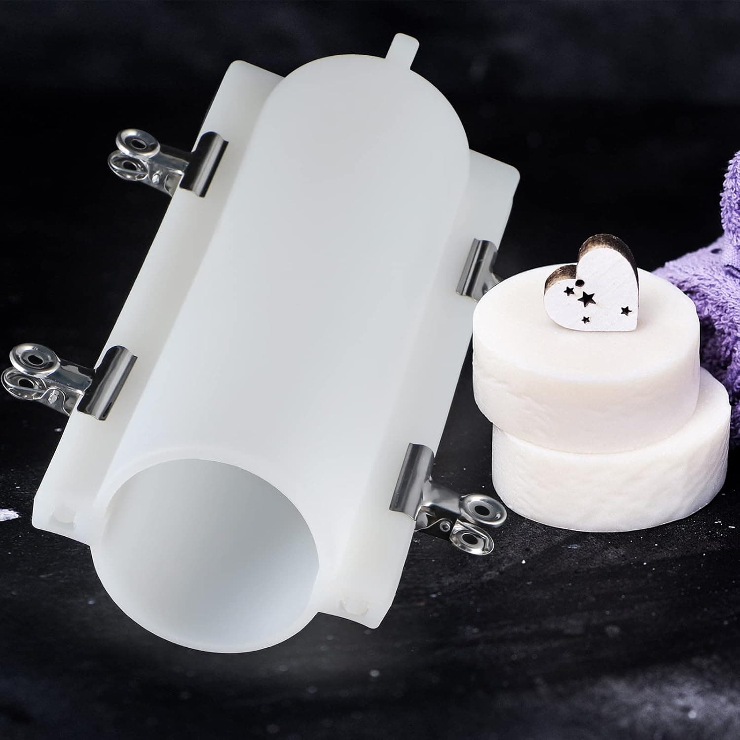 Sanbege Tube Soap Mold with Clips, 1000ml Silicone Column Mould, Embed Soap Making