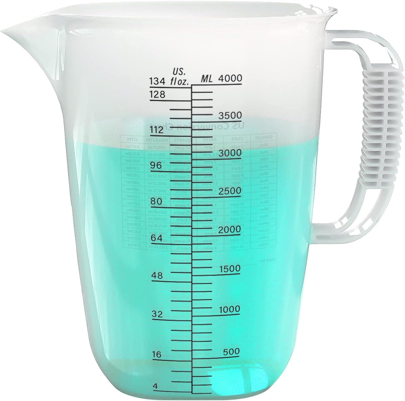 Luvan 1 Gallon Measuring Pitcher, 134oz Plastic Measuring Cup with Spout and Handle