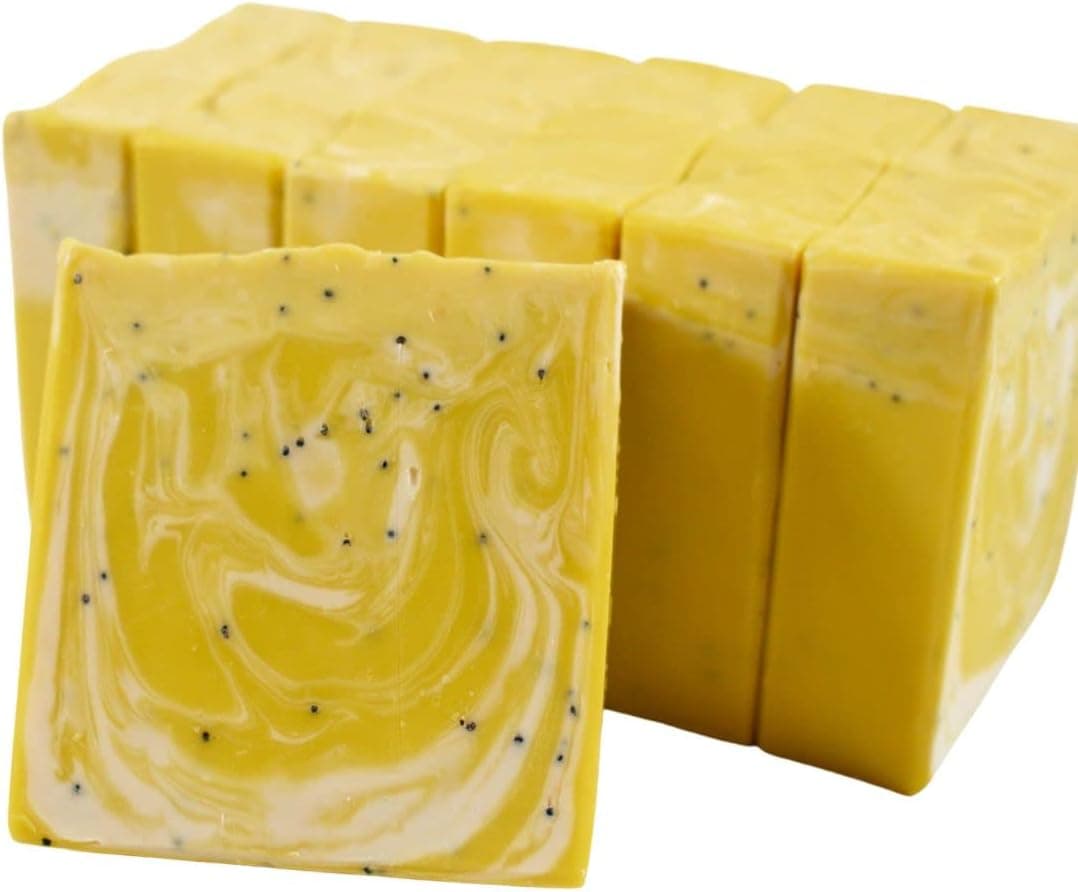 Handmade Natural Lemon Poppy Seed Bar Soap, Artisan Exfoliating