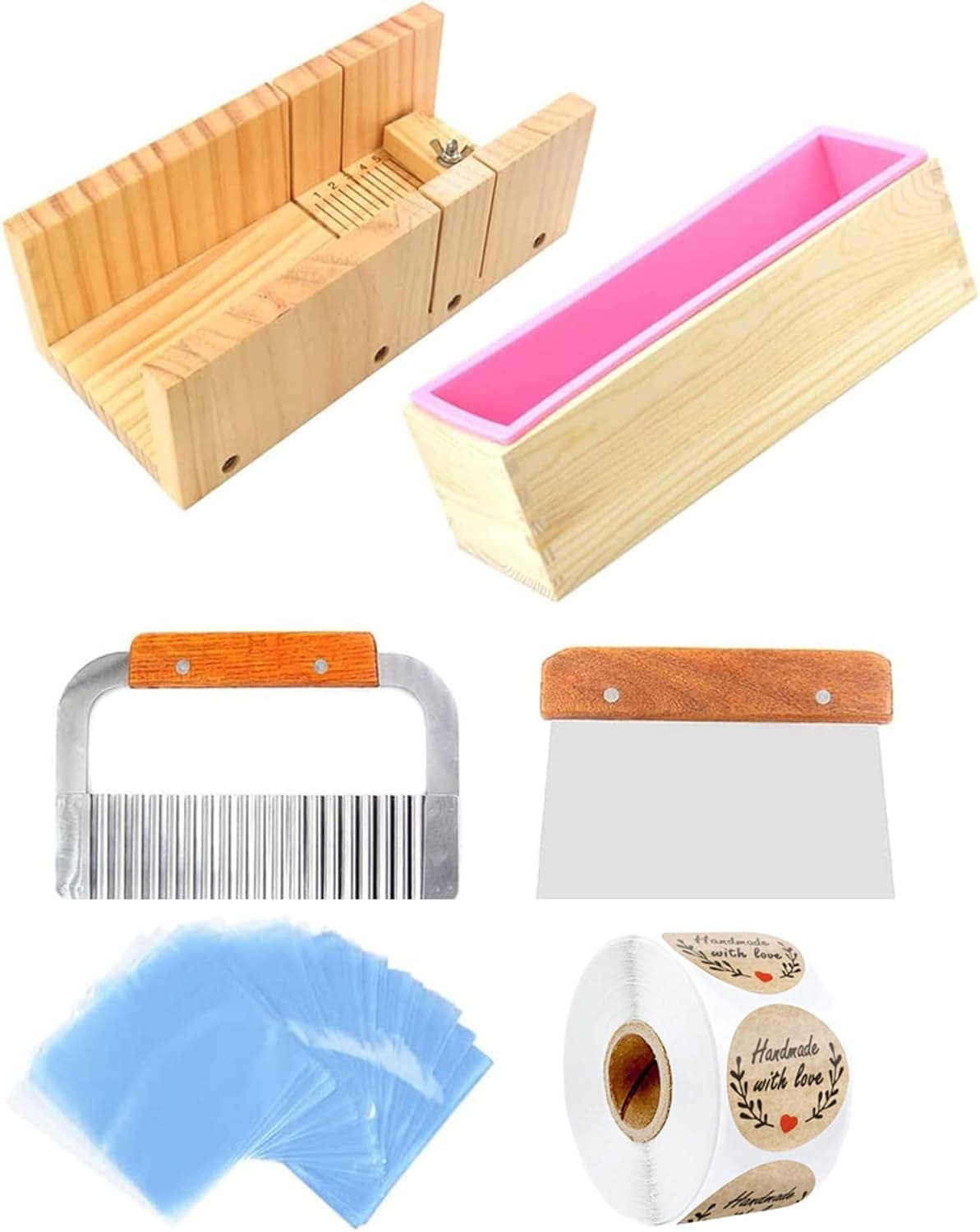 issdem Soap Cutters Slicer Box, Soap Loaf Cutter Box Mold, Soap Making Kit with Straight & Wavy Cutter