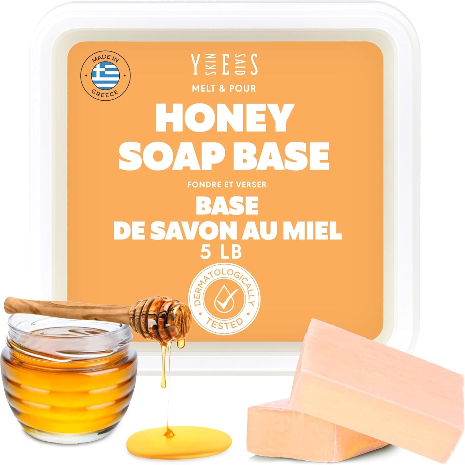 Skin Said Yes 5Lb Honey Soap Base - SLS/SLES Free, No Palm Oil, Organic Honey