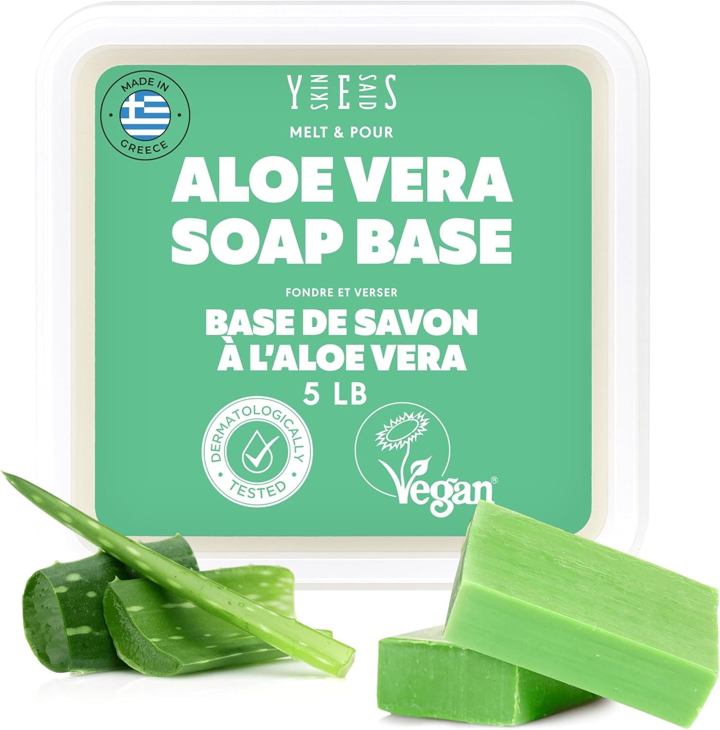 Skin Said Yes 5Lb Aloe Soap Base - SLS/SLES Free, Organic Aloe Vera