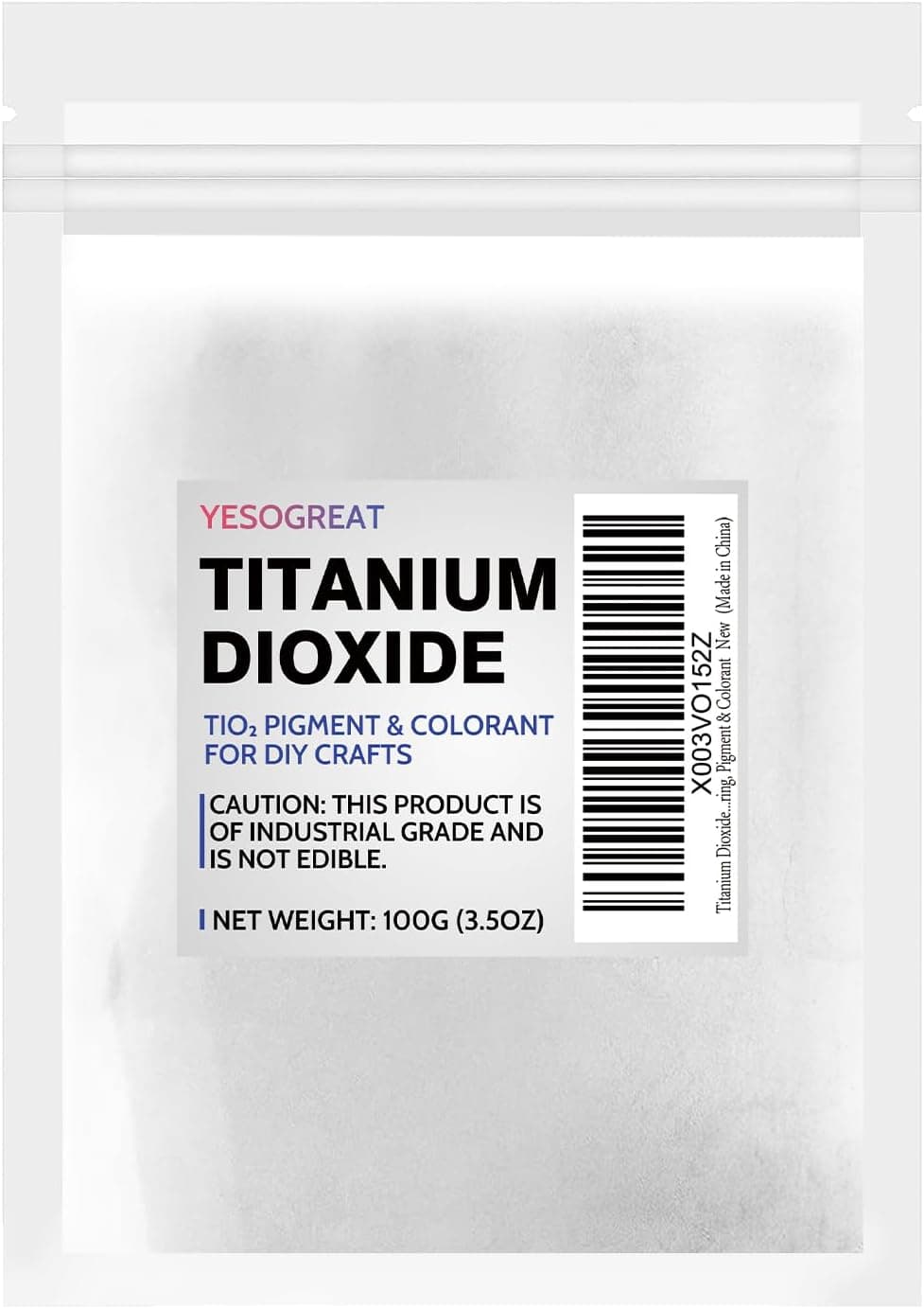 3.5oz Titanium Dioxide, TiO2 Pure Titanium Dioxide for Soap Making, Whitening Colorant, Resealable Pouch