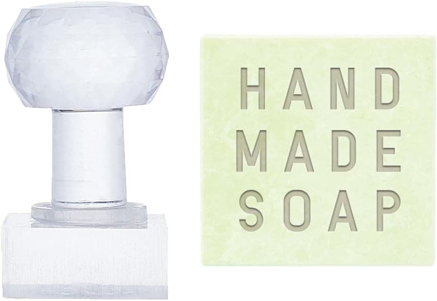 PH PandaHall Word Acrylic Stamp - Handmade Soap Embossing Stamp with Handle