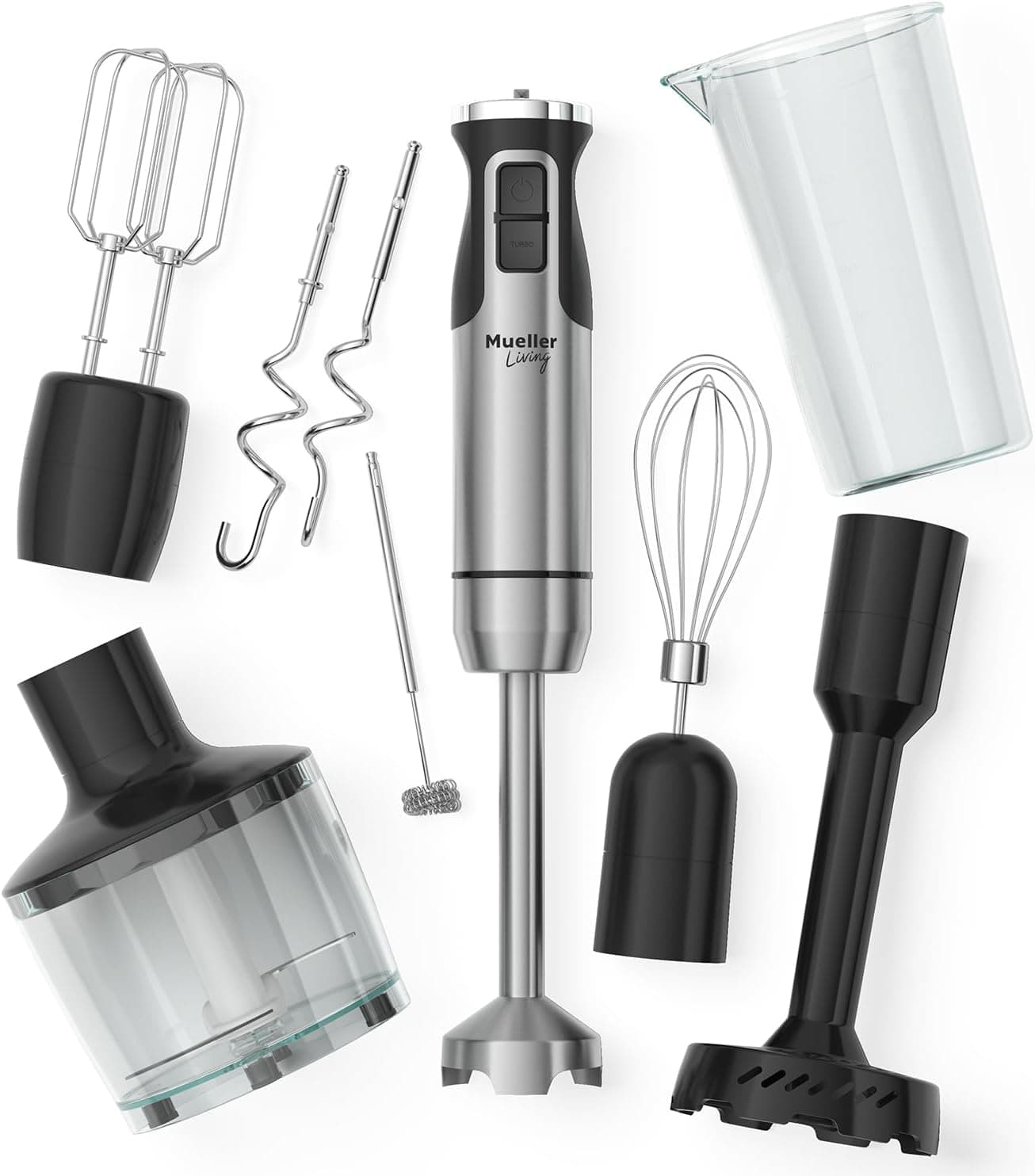 MuellerLiving Immersion Hand Blender Full Set - 8 Speed with 7 Attachments